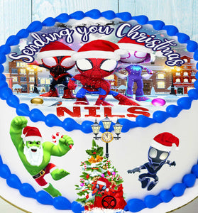 Spidey Christmas cake topper – edible image sheet