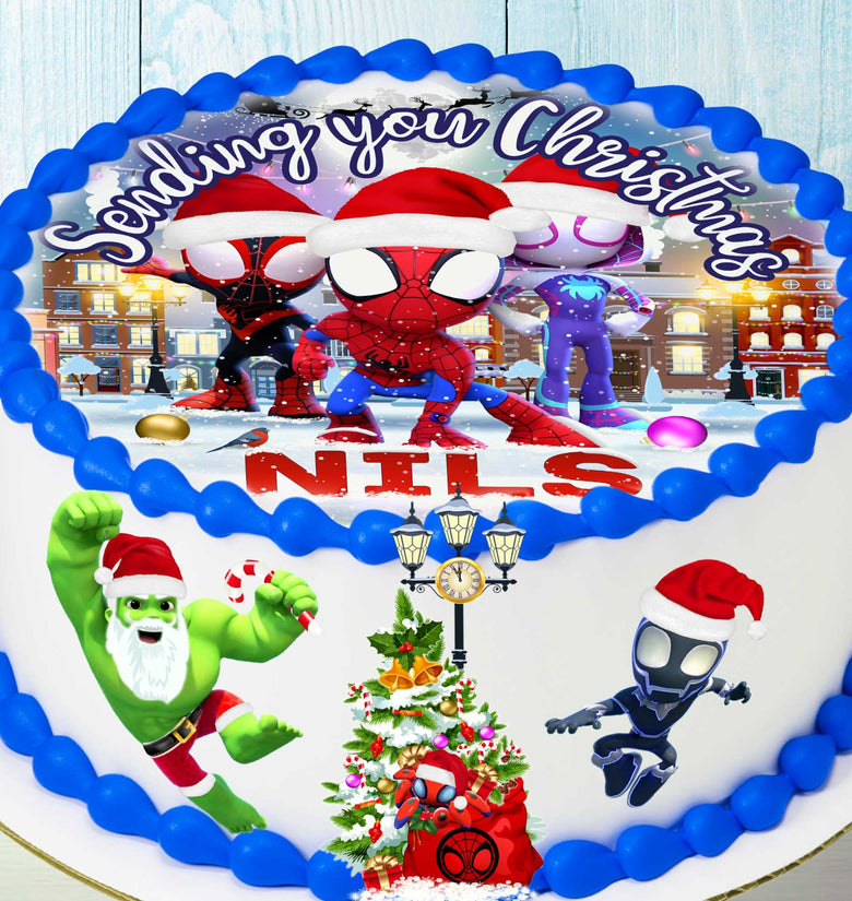 Spidey Christmas cake topper – edible image sheet