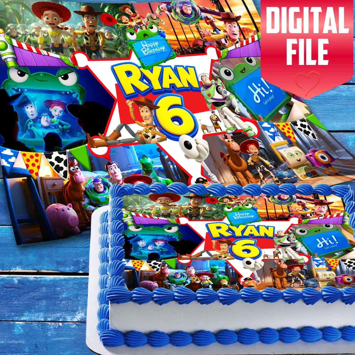 Toy Story Birthday cake topper digital file – custom name and age for birthday cake