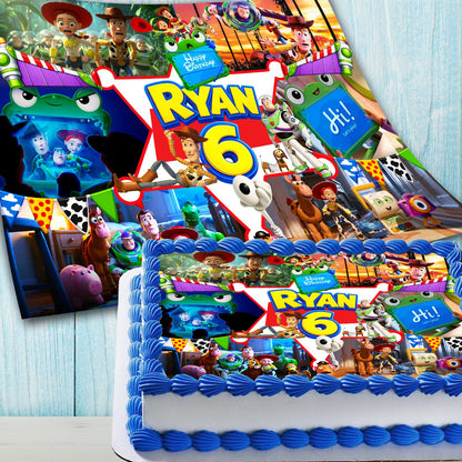 Toy Story edible cake topper sheet with A4 and A3 personalized birthday design preview
