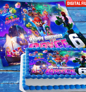 Super Mario Galaxy Birthday cake topper digital file – custom name and age for birthday cake