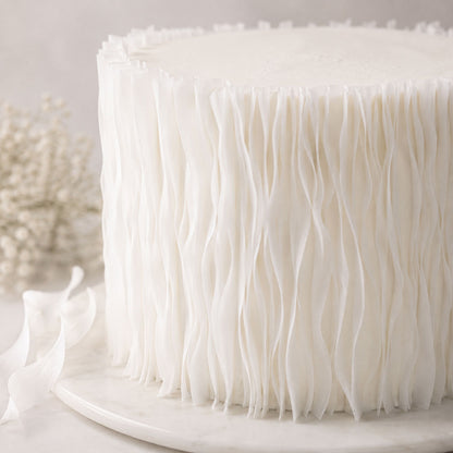 White Wafer Paper Wavy Strips - Edible Cake Texture Decor