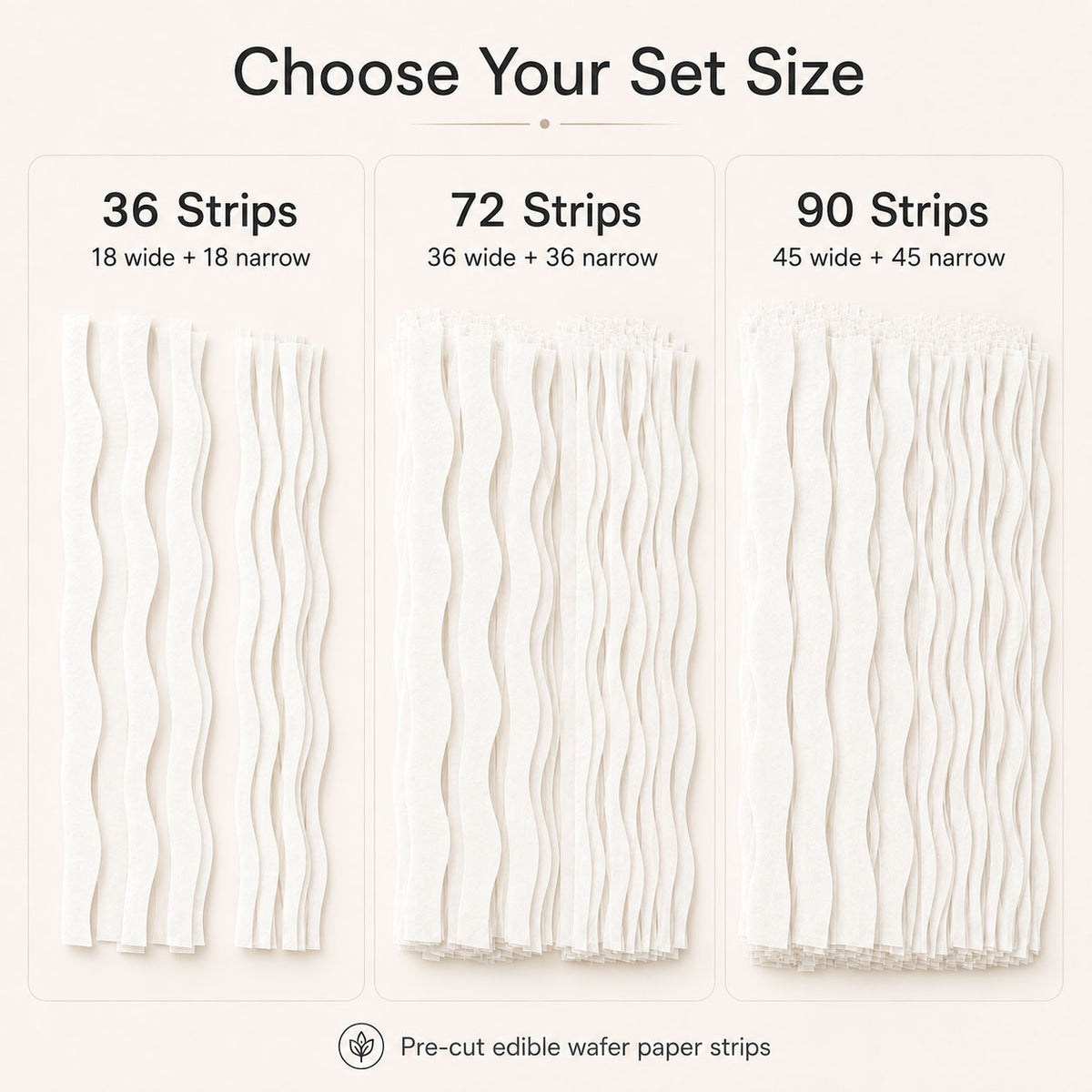 White Wafer Paper Wavy Strips - Edible Cake Texture Decor