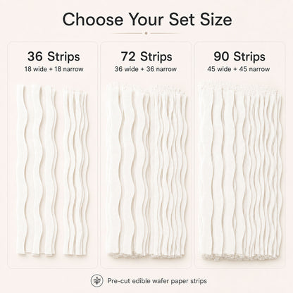 White Wafer Paper Wavy Strips - Edible Cake Texture Decor