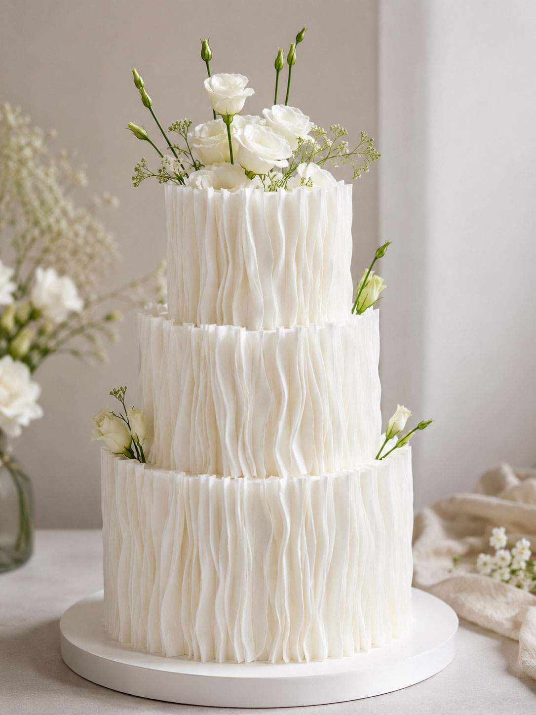 White Wafer Paper Wavy Strips - Edible Cake Texture Decor