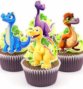 Dinosaurs Edible Cupcake Toppers - 16 Pre-Cut Pieces on Wafer Paper, Sugar Sheet, or without cutting Chocotransfer