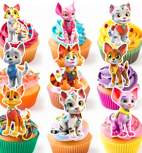 Kittens Edible Cupcake Toppers - 19 Pre-Cut Pieces on Wafer Paper, Sugar Sheet, or without cutting Chocotransfer