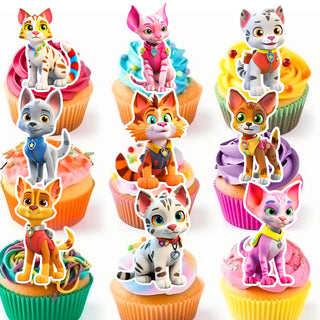 Kittens Edible Cupcake Toppers - 19 Pre-Cut Pieces on Wafer Paper, Sugar Sheet, or without cutting Chocotransfer