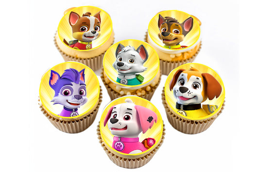 Puppies Edible Cupcake Toppers - 24 Pre-Cut Pieces on Wafer Paper, Sugar Sheet, or without cutting Chocotransfer