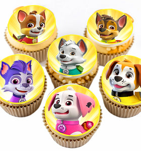 Puppies Edible Cupcake Toppers - 24 Pre-Cut Pieces on Wafer Paper, Sugar Sheet, or without cutting Chocotransfer