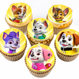Puppies Edible Cupcake Toppers - 24 Pre-Cut Pieces on Wafer Paper, Sugar Sheet, or without cutting Chocotransfer
