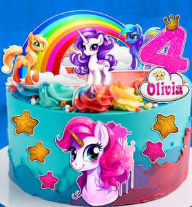 Set of 8 Unicorns Edible Cake Toppers - Precut on Wafer Paper, Sugar Sheet, or without cutting Chocotransfer