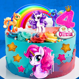 Set of 8 Unicorns Edible Cake Toppers - Precut on Wafer Paper, Sugar Sheet, or without cutting Chocotransfer