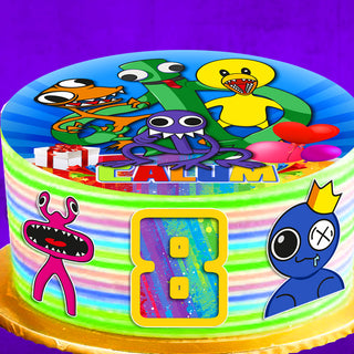 Set of 4 Rainbow Friends Edible Cake Toppers - Precut on Wafer Paper, Sugar Sheet, or without cutting Chocotransfer