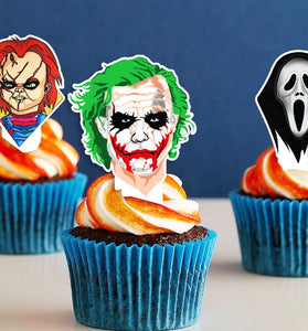 10 Halloween Edible Cupcake Toppers - Precut on Wafer Paper, Sugar Sheet, or without cutting Chocotransfer