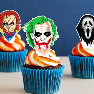 10 Halloween Edible Cupcake Toppers - Precut on Wafer Paper, Sugar Sheet, or without cutting Chocotransfer
