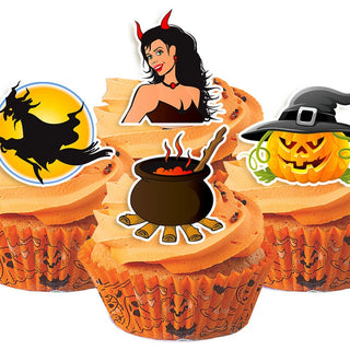 13 Halloween Edible Cupcake Toppers - Precut on Wafer Paper, Sugar Sheet, or without cutting Chocotransfer