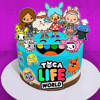 Toca Life Edible Cake Toppers - Precut on Wafer Paper, Sugar Sheet, or without cutting Chocotransfer (Set of 13)