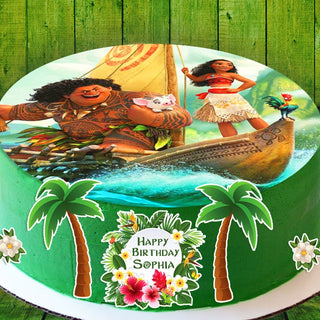 Set of 6 Moana Edible Cake Toppers - Precut on Wafer Paper, Sugar Sheet, or without cutting Chocotransfer