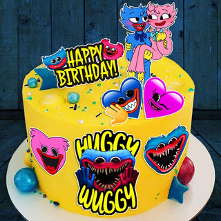 Set of 7 Huggy Wuggy Kissy Missy Edible Cake Toppers - Precut on Wafer Paper, Sugar Sheet, or without cutting Chocotransfer