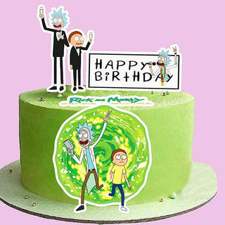 Set of 4 Rick and Morty Edible Cake Toppers - Precut on Wafer Paper, Sugar Sheet, or without cutting Chocotransfer