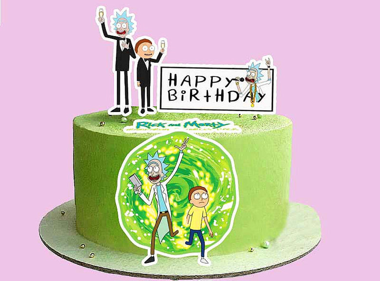 Set of 4 Rick and Morty Edible Cake Toppers - Precut on Wafer Paper, Sugar Sheet, or without cutting Chocotransfer