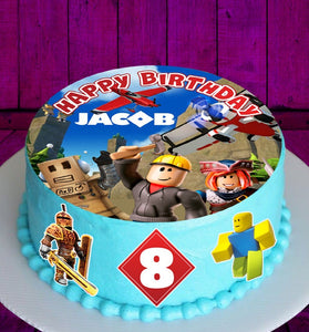 Roblox Edible Cake Toppers - Precut on Wafer Paper, Sugar Sheet, or without cutting Chocotransfer (Set of 4)