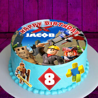 Roblox Edible Cake Toppers - Precut on Wafer Paper, Sugar Sheet, or without cutting Chocotransfer (Set of 4)
