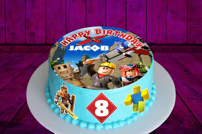 Roblox Edible Cake Toppers - Precut on Wafer Paper, Sugar Sheet, or without cutting Chocotransfer (Set of 4)