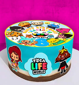 Set of 4 Toca life Edible Cake Toppers - Precut on Wafer Paper, Sugar Sheet, or without cutting Chocotransfer