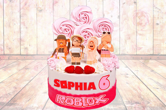 Set mit 11 essbaren Roblox Girl-Kuchenaufsätzen – vorgeschnitten auf Oblatenpapier, Zuckerfolie oder ohne Schneiden von Chocotransfer