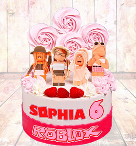 Set of 11 Roblox Girl Edible Cake Toppers - Precut on Wafer Paper, Sugar Sheet, or without cutting Chocotransfer