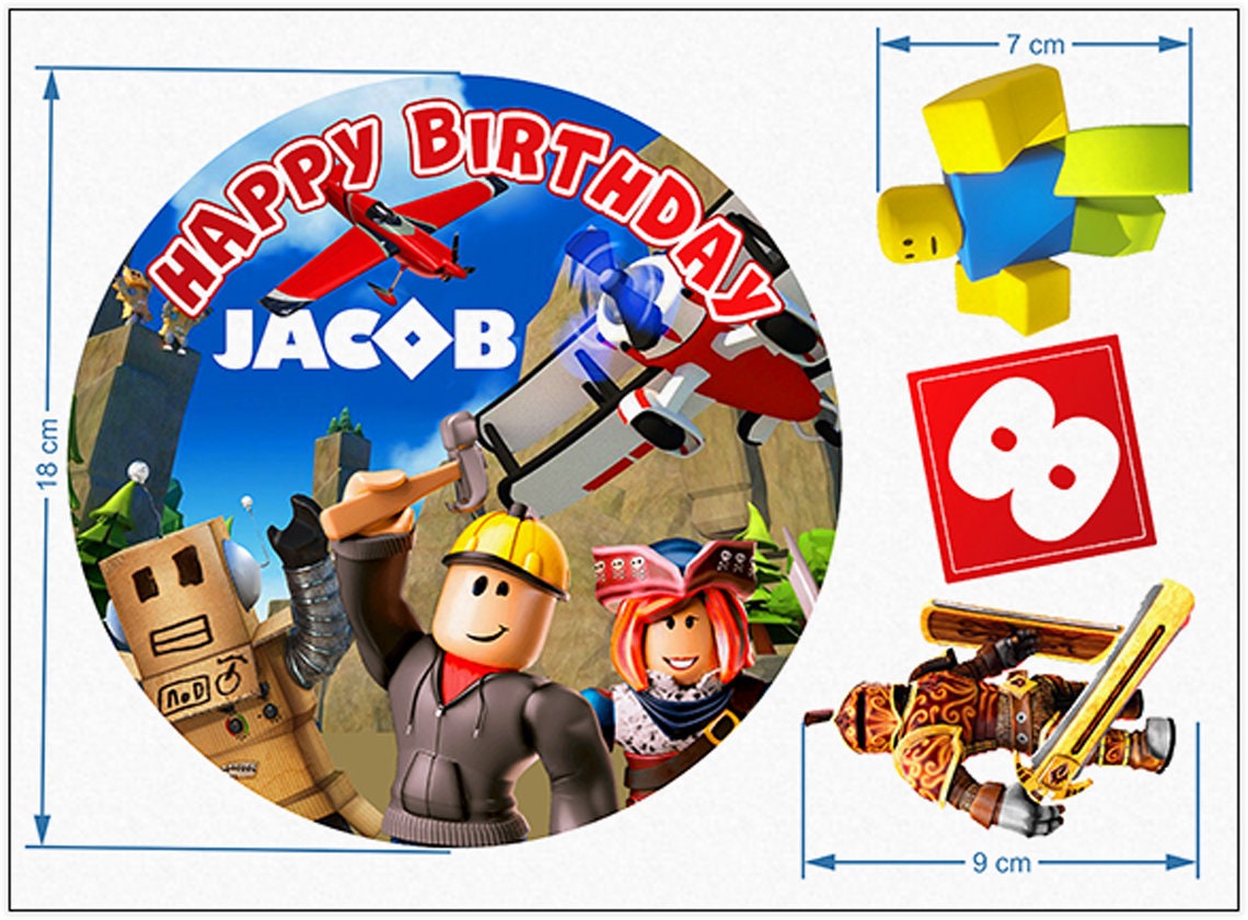 Roblox Edible Cake Toppers - Precut on Wafer Paper, Sugar Sheet, or without cutting Chocotransfer (Set of 4)