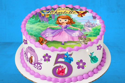 Set of 8 Princess Sofia Edible Cake Toppers - Precut on Wafer Paper, Sugar Sheet, or without cutting Chocotransfer