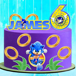 Set of 11 Sonic Edible Cake Toppers - Precut on Wafer Paper, Sugar Sheet, or without cutting Chocotransfer