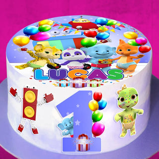 Set of 4 Word Party Edible Cake Toppers - Precut on Wafer Paper, Sugar Sheet, or without cutting Chocotransfer