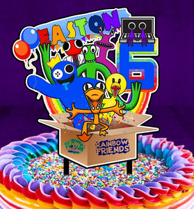 Personalised Rainbow Friends Cake Topper - The Perfect Addition to Your Rainbow Friends Themed Party!