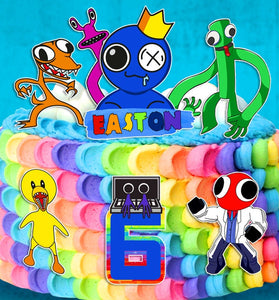Set of 7 pcs. Rainbow Friends Edible Cake Toppers - Precut on Wafer Paper, Sugar Sheet, or without cutting Chocotransfer