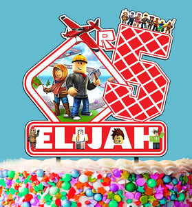 Roblox Birthday Plastic Cake Topper, Roblox Theme Party, personalized topper