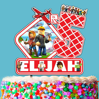 Roblox Birthday Plastic Cake Topper, Roblox Theme Party, personalized topper