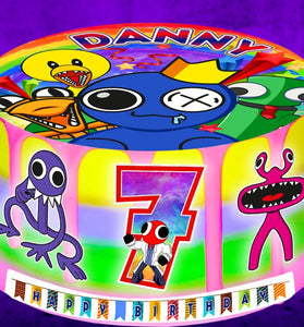 Set of 5 Rainbow Friends Edible Cake Toppers - Precut on Wafer Paper, Sugar Sheet, or without cutting Chocotransfer