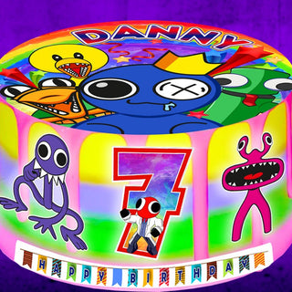 Set of 5 Rainbow Friends Edible Cake Toppers - Precut on Wafer Paper, Sugar Sheet, or without cutting Chocotransfer