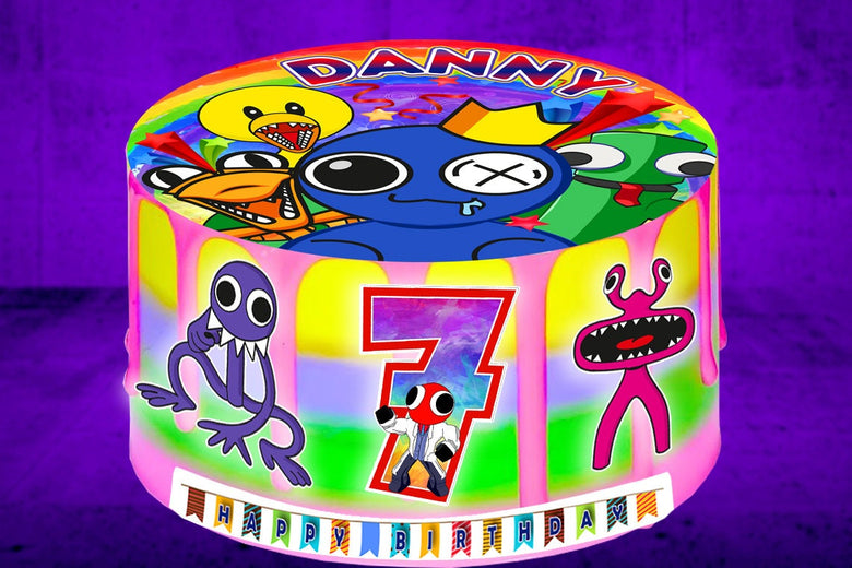 Set of 5 Rainbow Friends Edible Cake Toppers - Precut on Wafer Paper, Sugar Sheet, or without cutting Chocotransfer