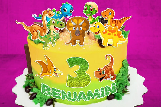 Set of 11 Baby Dinosaur Edible Cake Toppers - Precut on Wafer Paper, Sugar Sheet, or without cutting Chocotransfer