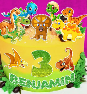 Set of 11 Baby Dinosaur Edible Cake Toppers - Precut on Wafer Paper, Sugar Sheet, or without cutting Chocotransfer
