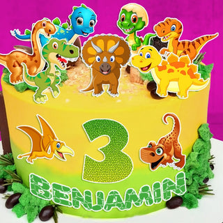 Set of 11 Baby Dinosaur Edible Cake Toppers - Precut on Wafer Paper, Sugar Sheet, or without cutting Chocotransfer