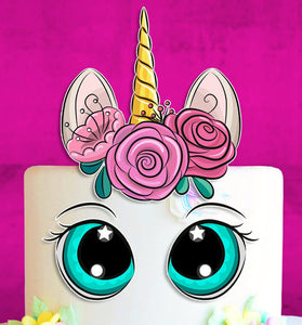 Set of 5 Unicorn Edible Cake Toppers - Precut on Wafer Paper, Sugar Sheet, or without cutting Chocotransfer