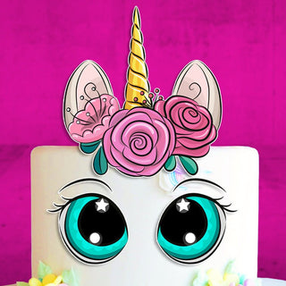 Set of 5 Unicorn Edible Cake Toppers - Precut on Wafer Paper, Sugar Sheet, or without cutting Chocotransfer