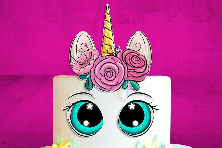 Set of 5 Unicorn Edible Cake Toppers - Precut on Wafer Paper, Sugar Sheet, or without cutting Chocotransfer