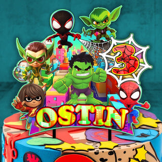 Superheros Birthday Plastic Cake Topper,  Superheros Theme Party, personalized topper